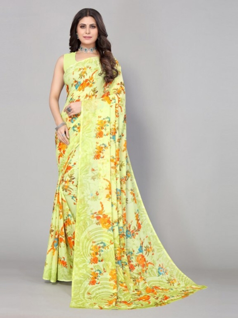 

Yashika Yellow & Orange Floral Printed Saree