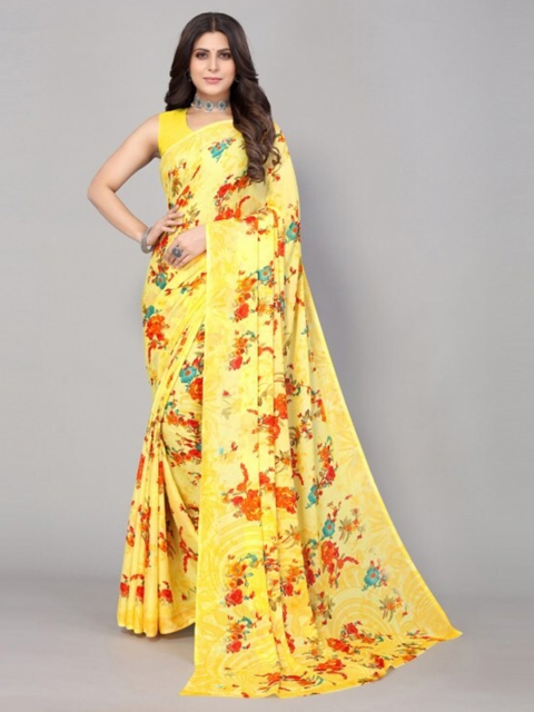

Yashika Yellow & Red Floral Printed Saree