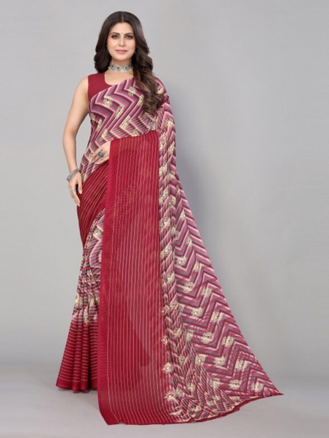 

Yashika Maroon & Pink Floral Printed Saree