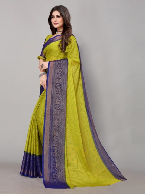 

Yashika Navy Blue & Green Floral Saree