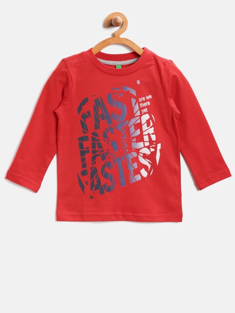 

United Colors of Benetton Boys Red Printed Round Neck T-shirt
