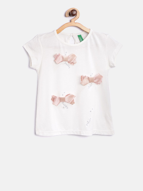 

United Colors of Benetton Girls Off-White Solid Top