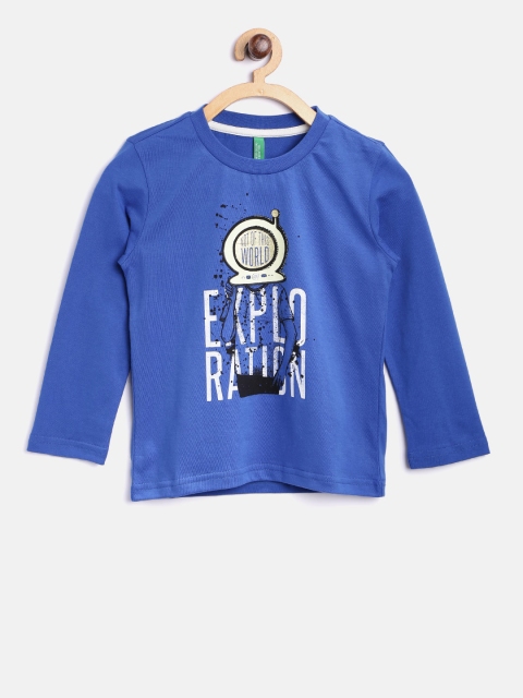

United Colors of Benetton Boys Blue Printed Round Neck T-shirt