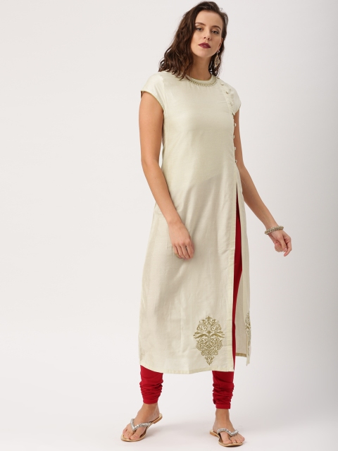 

IMARA Women Cream Solid A-Line Kurta