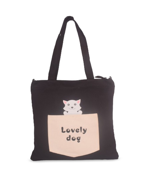 

Bagkok Black Printed Oversized Shopper Tote Bag