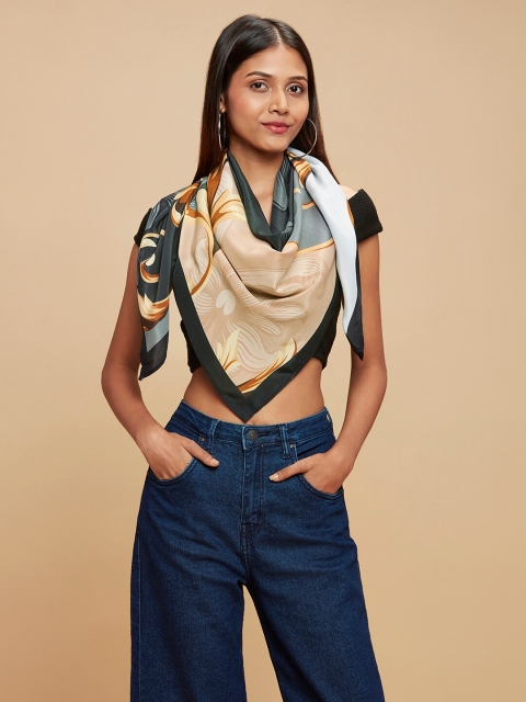 

navyasa Women Grey & Black Printed Scarf