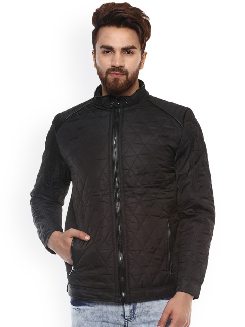 

Mufti Men Black Solid Quilted Jacket