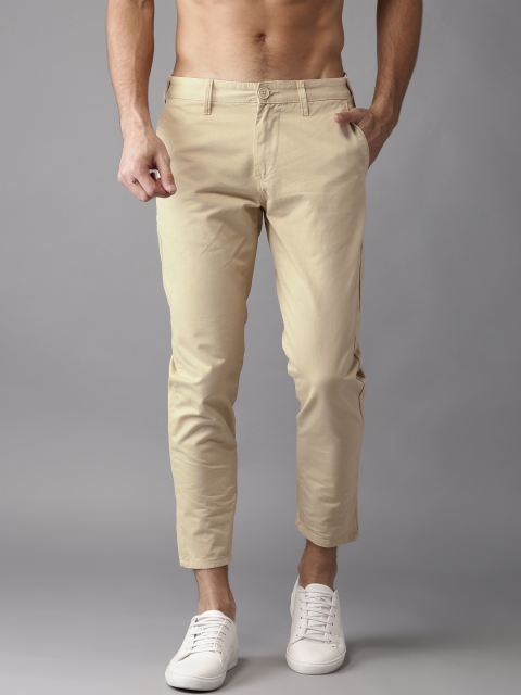 

Moda Rapido Men Beige Slim Fit Solid Cropped Chinos