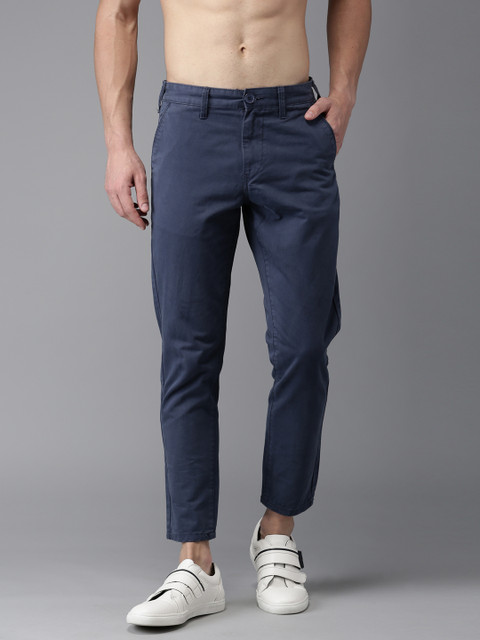 

Moda Rapido Men Blue Slim Fit Solid Cropped Chinos