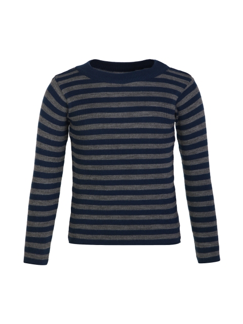 

Cayman Girls Navy & Grey Striped Sweater, Navy blue