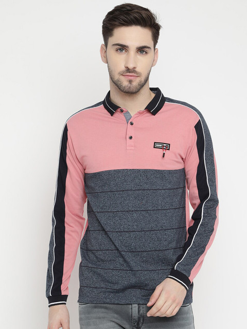 

V2 Value & Variety Men Peach-Coloured & Grey Colourblocked Cotton Sweatshirt