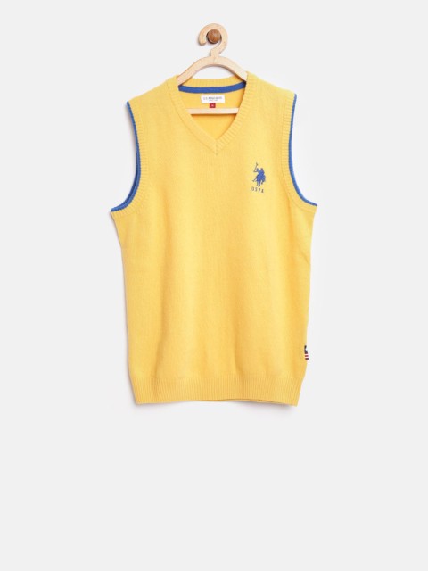 

U.S. Polo Assn. Kids Boys Yellow Solid Sweater Vest