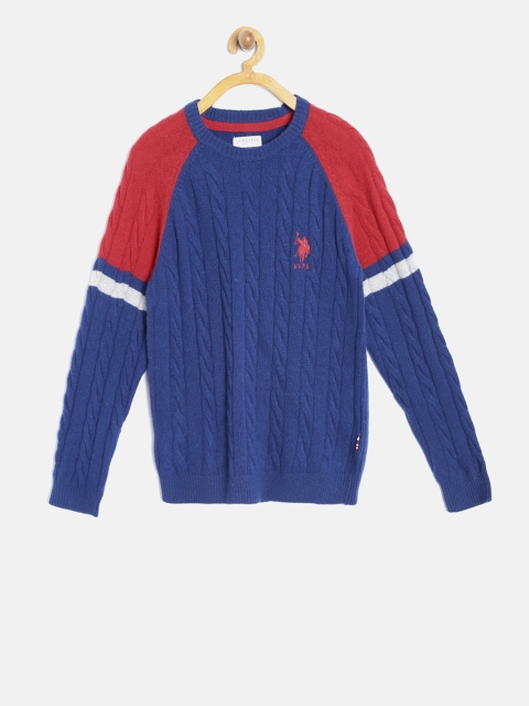 

U.S. Polo Assn. Kids Boys Blue Cable Knit Pullover