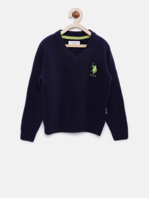 

U.S. Polo Assn. Kids Boys Navy Blue Solid Pullover