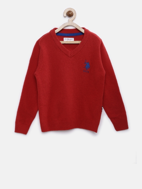 

U.S. Polo Assn. Kids Boys Red Solid Pullover