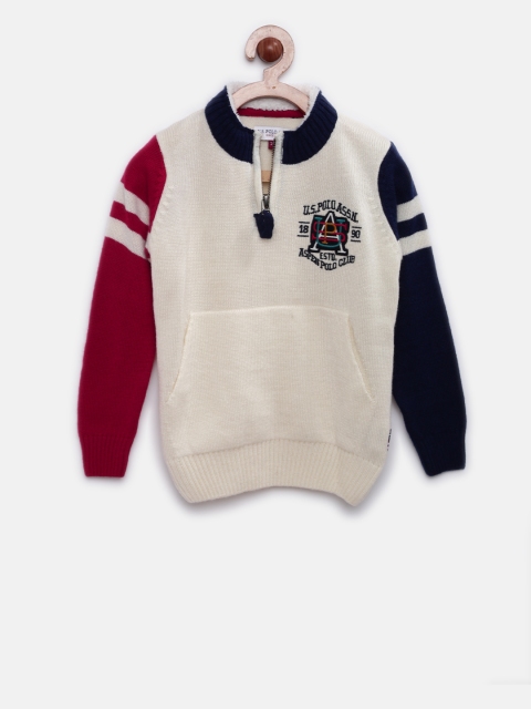 

U.S. Polo Assn. Kids Boys Off-White Solid Pullover