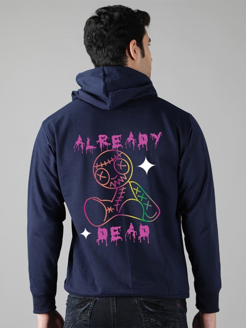 

Mad Over Print Men Blue Printed Hooded Sweatshirt