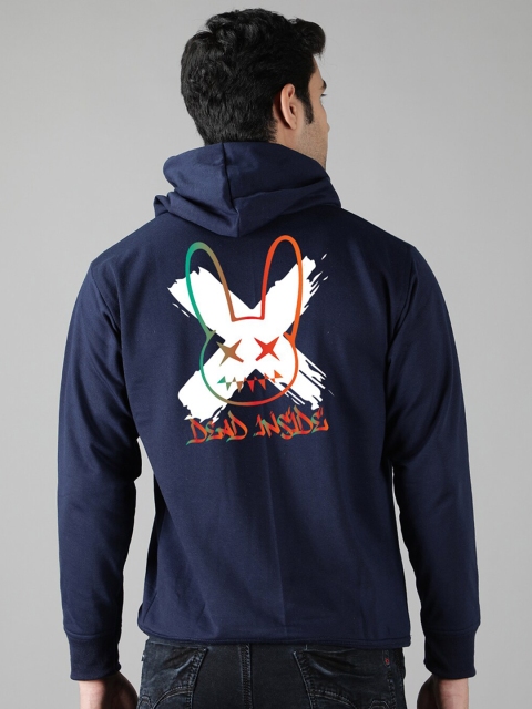 

Mad Over Print Men Blue Printed Hooded Sweatshirt