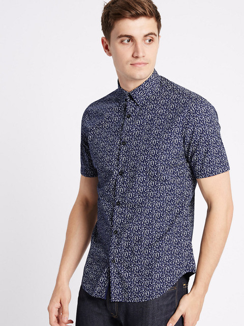 

Marks & Spencer Men Blue & White Regular Fit Printed Casual Shirt