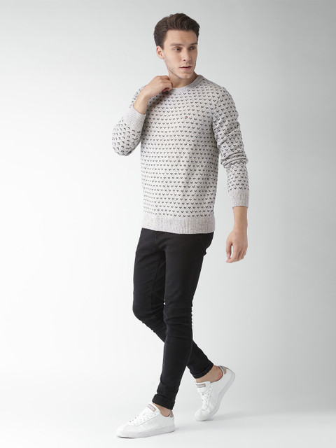 

Tommy Hilfiger Men Grey Self-Design Pullover Sweater