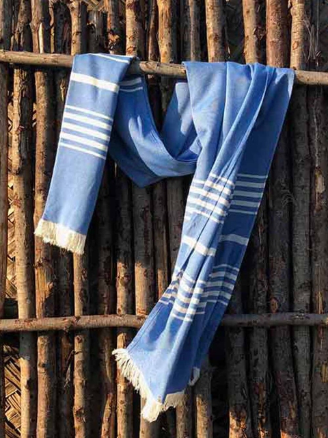 

Proyog Blue & White Striped 210 GSM Bath Towels