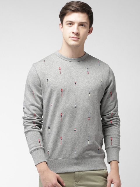 

Tommy Hilfiger Men Grey Melange Self Design Sweatshirt
