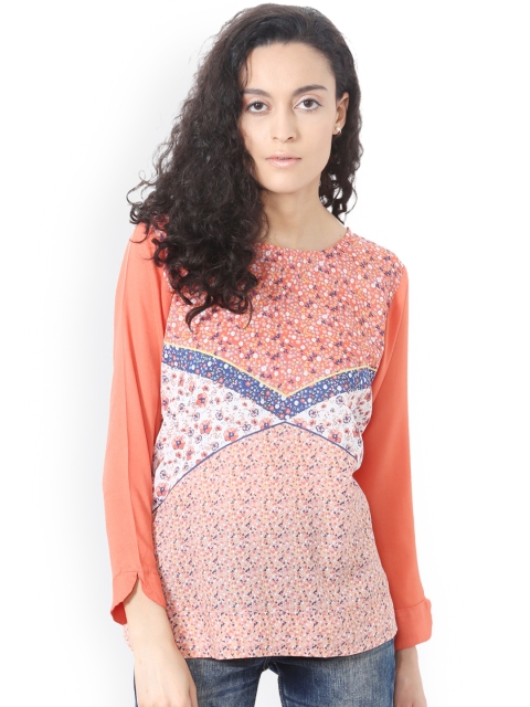 

People Women Peach-Coloured Floral Print Top