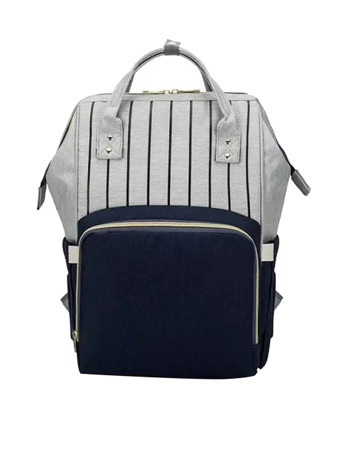 

HOUSE OF QUIRK Women Navy Blue & Grey Striped Diaper Maternity Bags