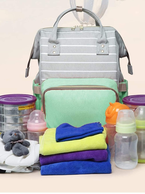 

HOUSE OF QUIRK Women Green Self Design Diaper Bags