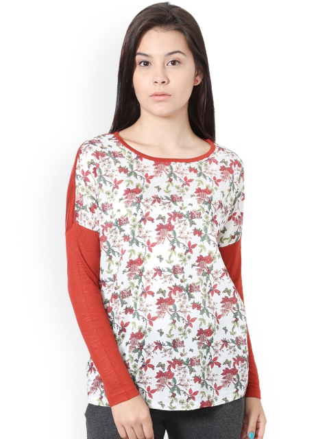 

People Women Red & White Printed Top