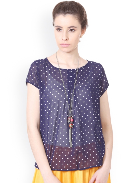 

People Women Navy Blue Printed Top