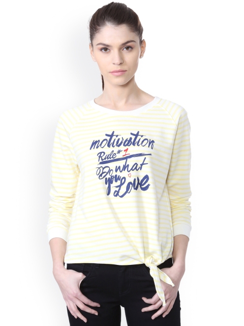 

People Women Yellow & White Striped Top