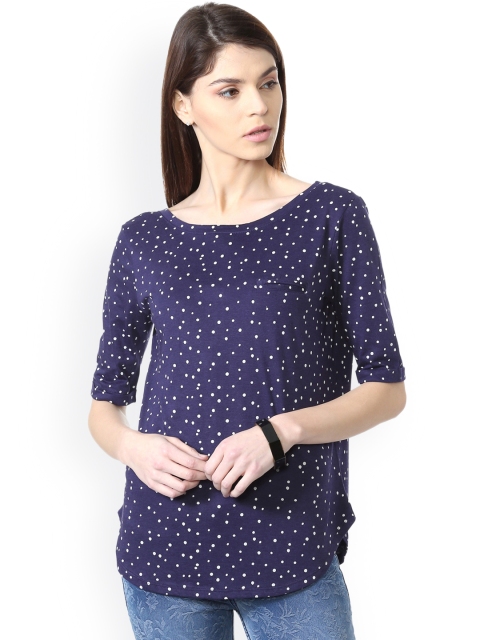 

People Women Blue Polka Dot Print Top