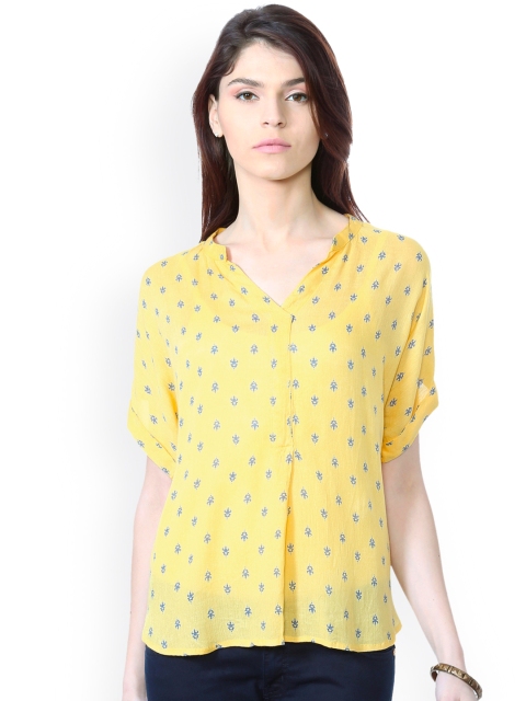 

People Women Yellow Printed Top