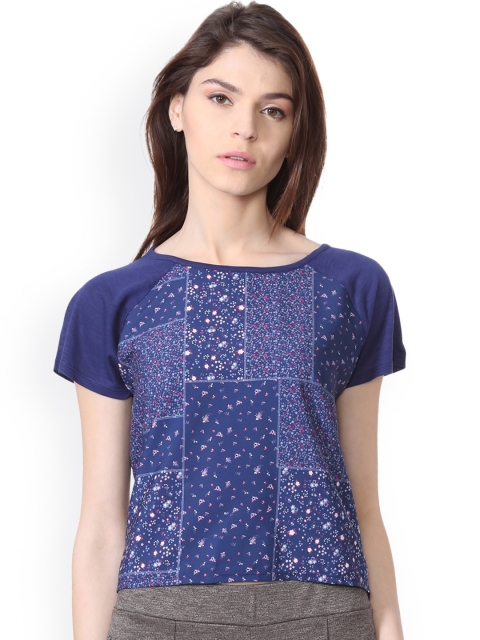 

People Women Blue Printed Top