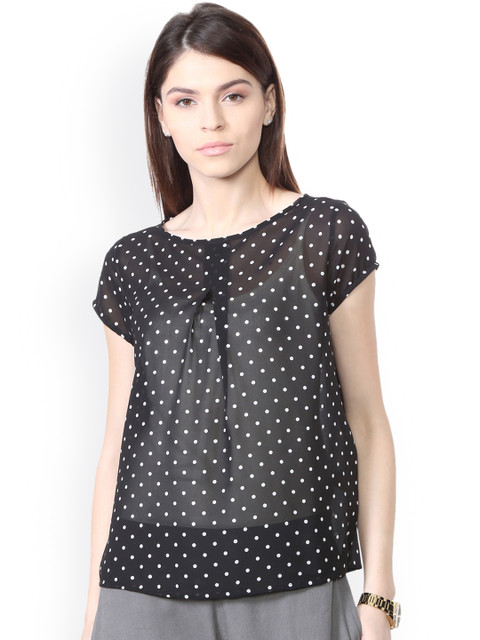 

People Women Black Polka Dot Print Top