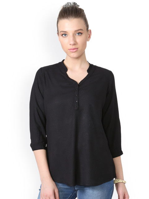

People Women Black Self-Design Top