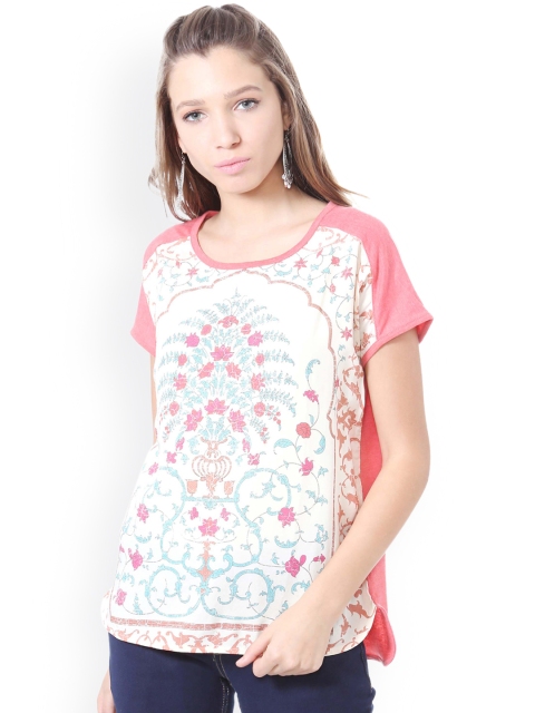 

People Women Pink Printed High-Low Top