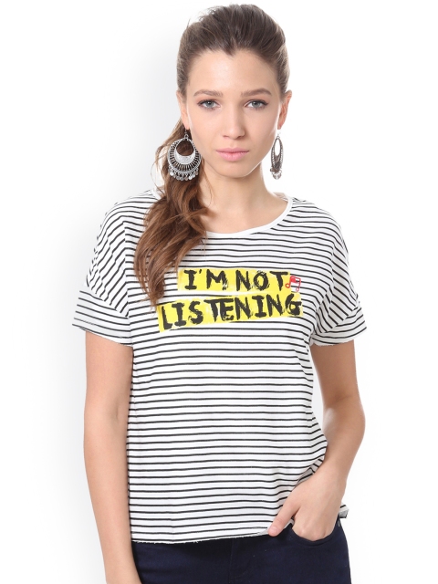 

People Women White & Black Striped Top