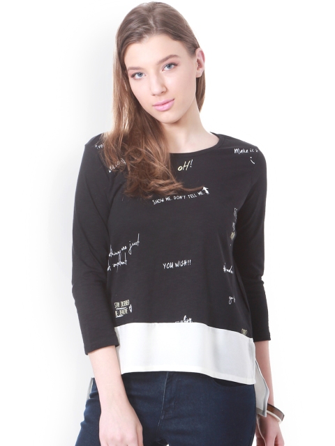 

People Women Black Printed Top
