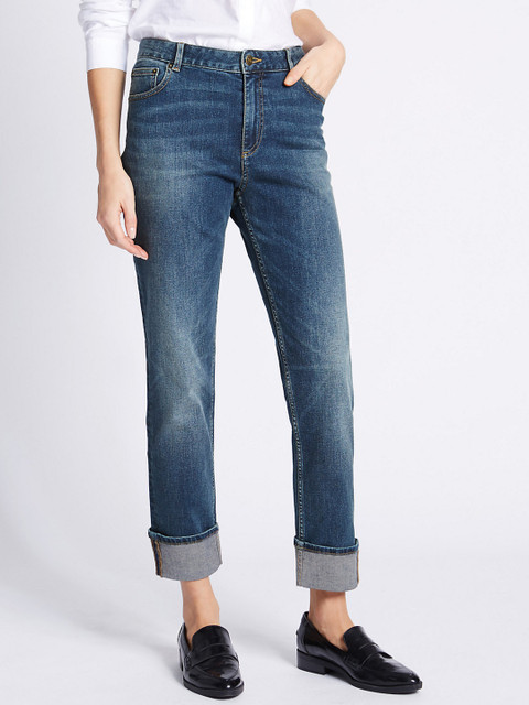 

Marks & Spencer Women Blue Relaxed Fit Mid-Rise Clean Look Stretchable Jeans