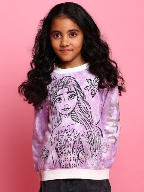 

BONKIDS Girls White Elsa Printed Cotton Sweatshirt