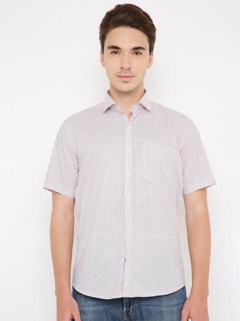 

MARK & ALBERT Men Beige Classic Slim Fit Micro Checked Cotton Casual Shirt