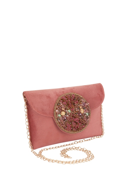 

INAAYA Pink Embellished Embellished Envelope Clutch