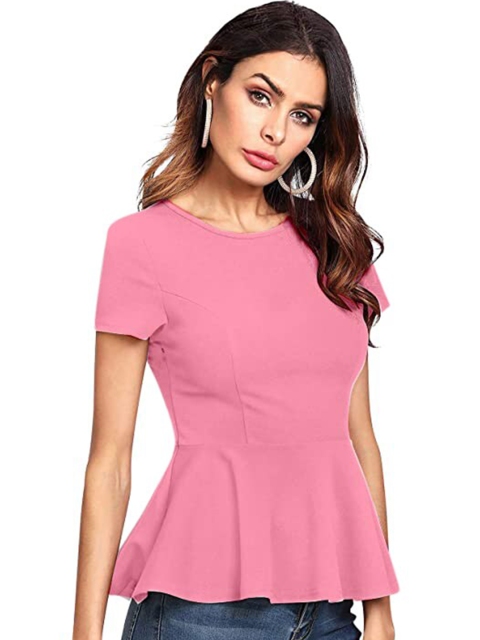 

LOOKFIELD Women Pink Peplum Top