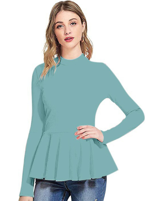 

LOOKFIELD Women Turquoise Blue Peplum Top