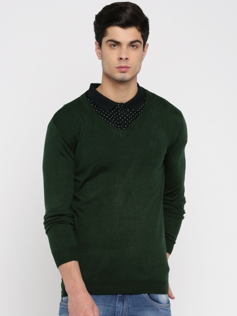 

Van Heusen Sport Men Olive Green Solid Pullover