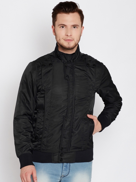 

V Dot Men Black Solid Bomber Jacket