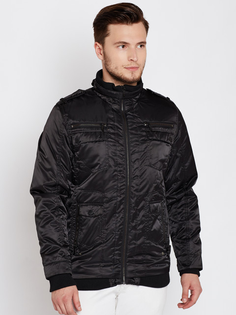 

V Dot Men Black Solid Bomber Jacket