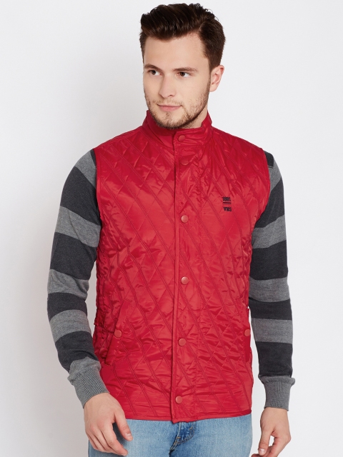 

Van Heusen Sport Men Red Solid Sleeveless Quilted Jacket
